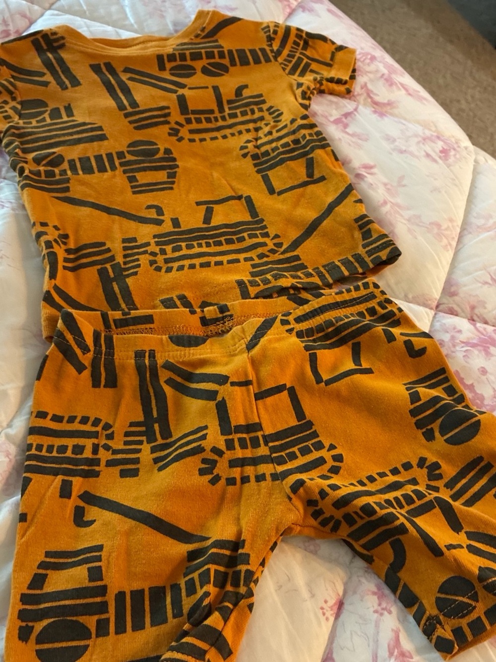 Carter's Orange and Black Graphic Two-Piece Pajama Set